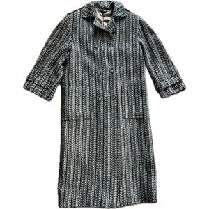 VTG Daks London Vintage Tweed Double Breasted coat Grey‎ Brown Longline Wool 10
